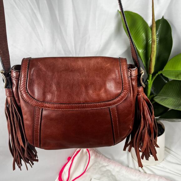 SEE BY CHLOE Brown Leather Fringe Crossbody Bag Gold Hardware - Picture 3 of 14